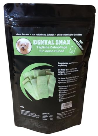 DENTAL SNAX - KAU-Strips - Kaustreifen für die tägliche Zahnpflege für kleine Hunde mit Spearmint für einen frischen Atem - 150g