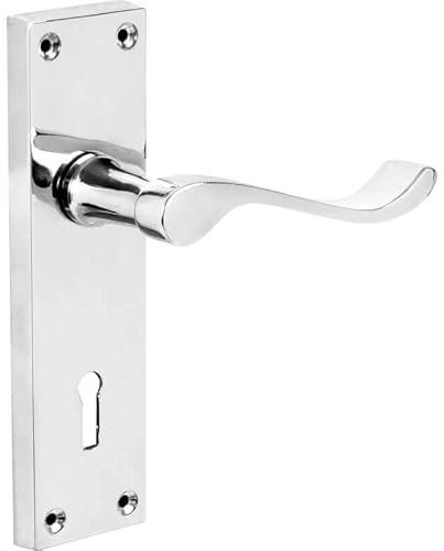 Designer Levers - Victorian Scroll Lever Door Handles - Polished Chrome - 1 Pair - Locking Door Handle - Lock