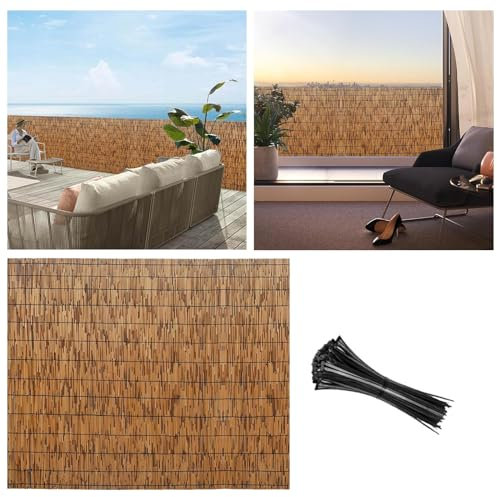 Canisse Bambou,Clôture En Roseau Naturel,Brise-vue Balcon,Protection De La Vie Privée,clôture En Roseau Écologique,Occultant,Paillis Terrasse Balcon,pour Balcon, Terrasse, Jardin En Bambou