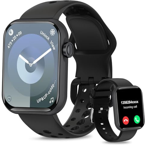 Smart Watch for Men Women,1.83” Smartwatch with Bluetooth Call, Heart Rate & Sleep Monitor Activity Tracker, IP67 Waterproof, 100+ Sports Modes Fitness Tracker Smart watch iOS Android, Black