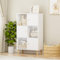 Lvhcmfohm Bücherregal mit 6 Fächern, Bücherschrank Standregal mit 3 Türen, Raumteiler Regal mit 4 Beinen (Weiß, 64.5x30x109.5cm)