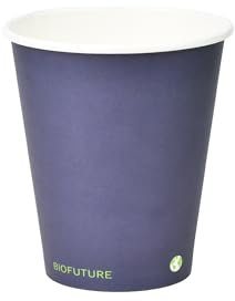BIOFUTURE Disposable Paper Cups – 100% Compostable & Biodegradable 6 Ounce Party Cups for Weddings, Birthdays & Events, Sustainable Cold Drink Party Supplies – 50 Pack, Blue, 6oz