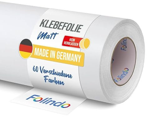 FOLINDO Möbelfolie selbstklebend 010 Weiß Matt 5m x 126 cm - Klebefolie Möbel, Klebefolie Küche, Möbelfolie, Folie für Möbel, Möbelfolie selbstklebende Folie, Küchenfolie selbstklebend