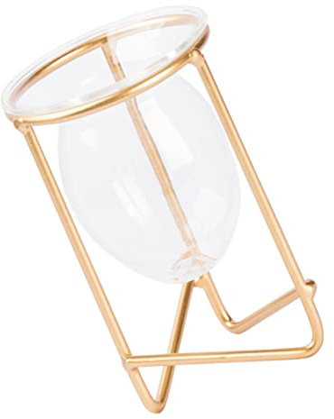 MUSISALY Glasvase Nordic Stil Mit Geometrischem Design Stabiles Metallgestell Dicker Transparenter Glasbehälter Künstlerische Dekovase Für Wohnzimmer Büro Schreibtisch Elegante Tischvase