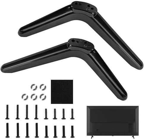 Universal TV Stand Legs, Upgrade TV Base Pedestal Feet with Screws Nonslip Mat, Replacement TV Stand Base Legs for Most TV 32-55 Inch, TV Stand Mount Compatable with TCL,Black