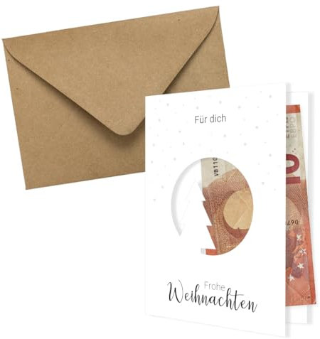 PuK Weihnachtskarte Geldgeschenk mit Umschlag | Klappkarte DIN A6 mit Cutout | Weihnachtsklappkarte mit Umschlag | Geldgeschenk Weihnachten Karte (04)