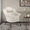 ML-Design Relaxsessel Creme, Wohnzimmersessel mit Armlehnen & Seitentasche, Fernsehsessel mit Kopfkissen, Loungesessel mit Stahlrahmen & schwarzen Beine, Ohrensessel ergonomisch, Lesesessel gepolstert
