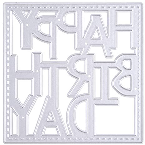 YIBOZI Happy Birthday Stanzschablone aus Karbonstahl, dekorative Prägeschablonen für Geburtstagskarten, DIY, Scrapbooking, Wörter, Stanzform