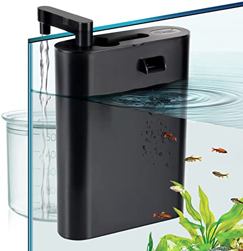 hygger 227LPH Fischtank Power Filter für Wasserwechsel, 3 in 1 Aquarium Filter Filtration und Landschaftsgestaltung mit Wasserschlauch Filterplatten Patrone Schwamm Filter Box