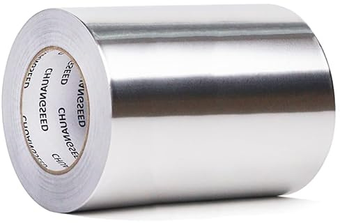 CHUANGSEED 1 Rolle Aluminium Klebeban 150mmx50M Kücheninstallationen, Abschirmung und Isolierung, Dichtungsreparatur, selbstklebendes Aluminiumfolienband, hohe Temperaturbeständigkeit.