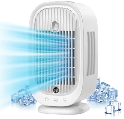 Klimaanlage Mobil, 4 in 1 Mobiles Klimagerät, Klimaanlage Tragbare, Air Cooler Luftkühler Klein, 5 Windgeschwindigkeiten,2 Nebelmodi,45°/90°/120°Oszillation für Zuhause/Büro.