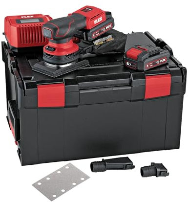 FLEX Aktion Akku-Schwingschleifer OSE 2-80 18-EC/2.5 Set + Schleifpapier-Set (Abmessungen 204 × 83 × 140 mm, Gewicht 1 kg, 18 V Akku) 534499