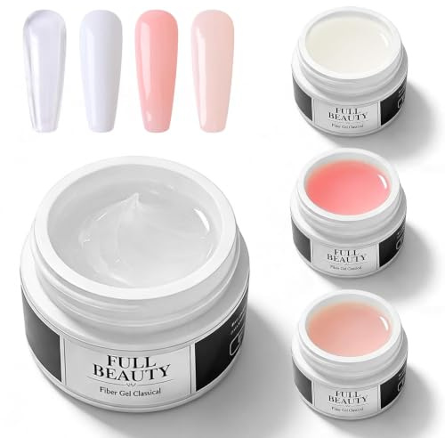 4x15ml UV Builder Gel Set für Nagelverlängerung, Professionelles DIY Gelnägel Kit mit 4 Farben, Leicht zu Hause auftragen, Ideal für Geschenk & Kunstnägel