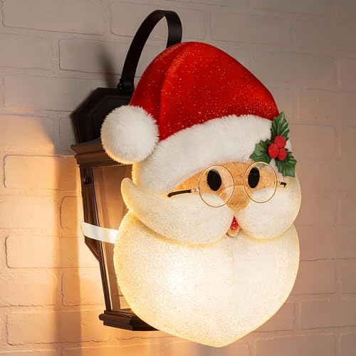 Mudder 1 housse de lumière de Noël pour porche - Décorations d'extérieur à suspendre - Flexible - Pour l'hiver, le porche, le garage, la porte d'entrée (Père Noël)