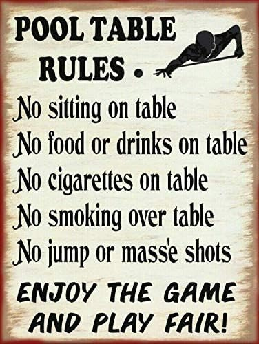 XingFox Billardtisch Regeln Billard Leinwand Liquor Bar Pool Man Cave Metall Zeichen Home Decor 8x12 Zoll