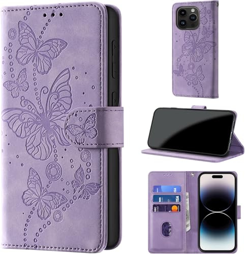 CaseGla Cover per iPhone 15 Pro 6,1 Pollici, Viola | Blocco RFID, Portafoglio Pelle PU, Flip Libro, Porta Carte, Magnetica Libretto, Antiurto Protezione Completa
