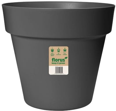 Elho Paris Large Plant Pot 40cm Diameter Weather-Resistant Plastic Flowerpot Anthracite Indoor Outdoor