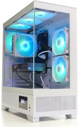 BitBull AMD Ryzen 5 5500 PC Gaming | RTX 5050 | 16 Go RAM | SSD 500 Go | WiFi | Boîtier Aquarium Gamdias Atlas M1 Blanc