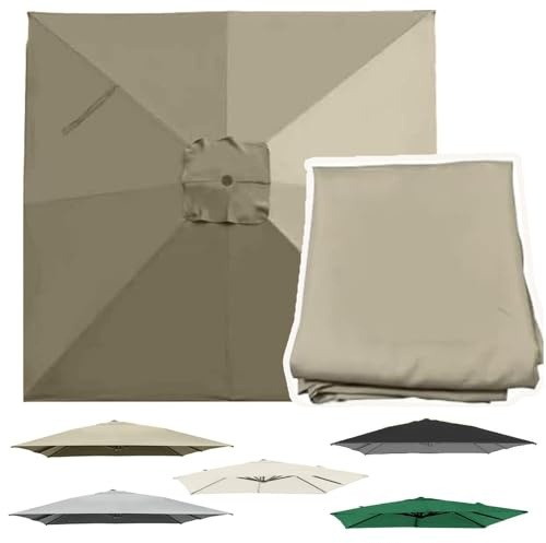 OPOLDBDMAC Cubierta De Repuesto para Sombrilla Cuadrada 3x3m 2.5x2.5m, Toldo De Repuesto para Sombrilla De Patio, 8 Varillas, Protección UV Sombrilla Tela(Khaki,2.5x2.5m/8.2x8.2ft)