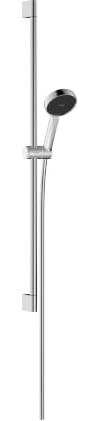 hansgrohe Activera S - Duschset mit Duschkopf, EcoSmart+ (max. 3 l/min), mit WaterBoost-Funktion (max. 9,4 l/min), Duschschlauch (1,60 m) und Duschstange (90 cm), Chrom, 28864000