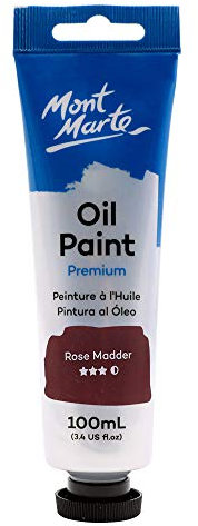 MONT MARTE Premium Oil Paint, 100ml (3.4oz), Rose Madder, Good Coverage, Excellent Tinting Strength