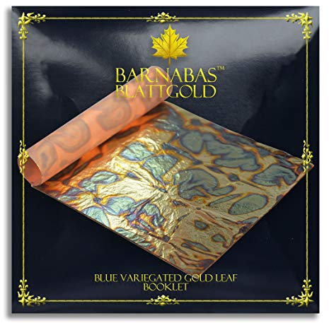 Barnabas Blattgold Variegiertes Blattgold, Farbe Hellblau [25 Blätter, 5,5 Zoll], Metallfolienblatt für Malerei, Kunst und Handwerk.