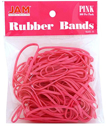 JAM PAPER Colorful Rubber Bands - Size 33 - Pink Rubberbands - 100/Pack