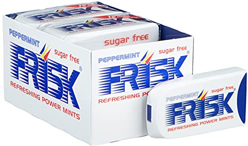 Frisk Peppermint, Caramelle Dure, Gusto Menta, Senza Zucchero, Senza Glutine, Confezione da 12 Astucci di Mentine, Formato Pratico e da Portare Sempre con te, per un Momento di Freschezza Immediata