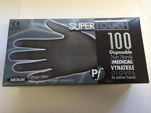 SuperTouch 100 Strong Size MEDIUM Black Latex FREE Disposable Gloves Tattoo Artist Hairdresser Gardening Medical Decorator Beauty Salon