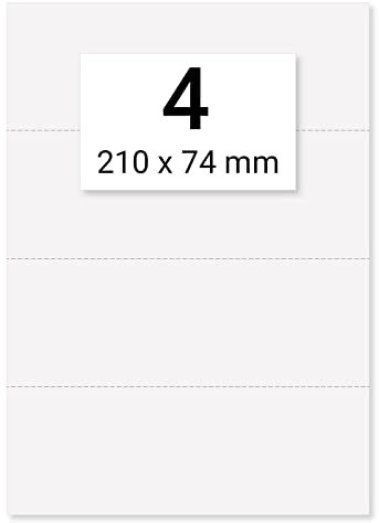 200 x Karteo® Einlegepapier Einstecketiketten Einleger 160g/m² weiß hochwertiges perforiertes Papier 210 x 74 mm auf 50 Stk. DIN A4 Bögen zum Selbstbedrucken