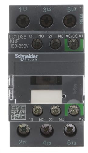 Schneider Electric, TeSys D contactor - 3P - <= 440 V - 38 A AC-3-100...250 V AC/DC coil, LC1D38KUE