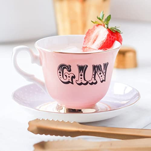 YVONNE ELLEN Pastello Tazza da tè e piattino per Gin, Bone China, Multicolore