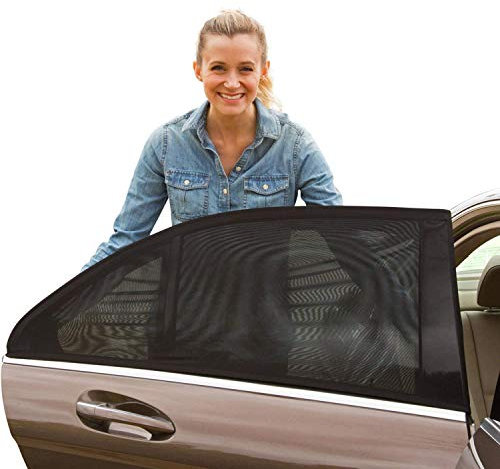 SAILINE 4 Pack Car Sun Shade, Universal Sun Shade for Passenger Car Windows, Breathable Mesh Sun Shield Protects Baby Pet from Sun & Harmful UV Rays, Large Size