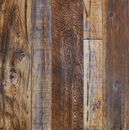 Hopeak Faux Wood Wallpaper Peel and Stick Self-Adhesive Vinyl Decorative Wallpaper Removable 17.5 x 118 Inches Brown