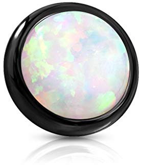 Paula & Fritz® Aufsatz-Dermal Anchor 4 mm Opal schwarz/weiß 316L Chirurgenstahl 1,6 mm Gewinde Haut-Anker Skin Diver Implantat Kugel