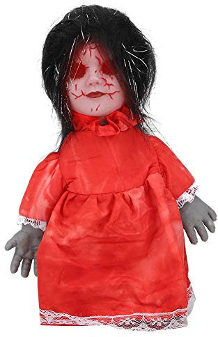 HEEPDD Halloween-Puppe, Halloween leuchtende Requisiten mit Ton Halloween-Dekoration Prop Display(Schwarzes Haar)