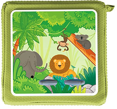 MeinBaby123® Schutzfolie kompatibel mit Toniebox | Schutzcover selbstklebend | Aufkleber passgenau | Toniebox Zubehör | Folie Sticker | Löwe AFFE Elefant Dschungel