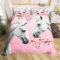 Loussiesd Pferdebetten Set für Mädchen Jungen Kinder Teenager 3D Tier Thema Bettwäsche Set 135x200cm Kinder Kirschblüten Bettbezug Set Niedlich Rosa Blumenzimmer Dekor Pferdeliebhaber Bauernhausstil