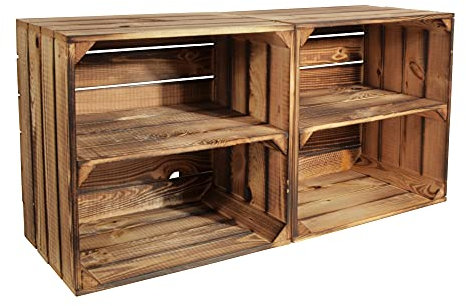 CHICCIE 2 Set Weinregal Wino aus Holz - Geflammt 1x Regal Holzkiste