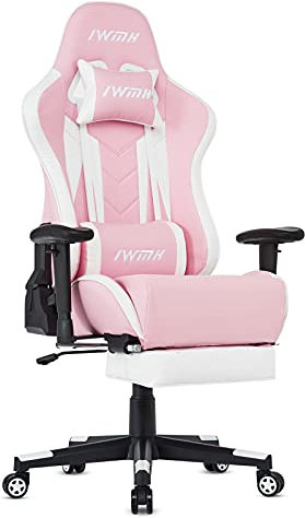 IntimaTe WM Heart Sedia Gaming, Poltrona Gaming con Poggiapiedi, Ergonomica Sedia da Gioco con Poggiatesta, Sedia Gamer con Braccioli Regolabili, Sedie Ufficio Reclinabile con Supporto Lombare rosa