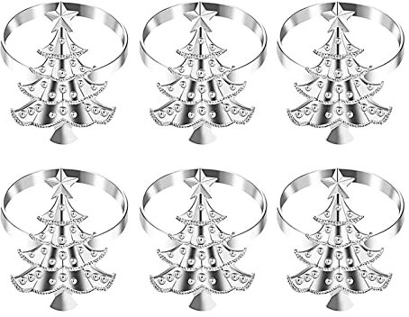 6 Stücke Weihnachten Serviettenringe, Hirsch Schneeflocke Weihnachtsbaum Serviettenschnalle, Gold Silber Serviette Schnallen Für Hochzeits Party Feiertagsbankett Weihnachtsessen