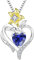 YL Collier Coeur Argent 925 couper Septembre Pierres de Naissance Spinelle Pendentif Fleur de Lys pour Femme, Chaîne 45+3CM