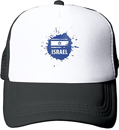 Israelische Flagge T Dad Cap Unisex Stilvolle Freie Anpassung Hip Hop Caps, schwarz, 6 7/8/7 3/8