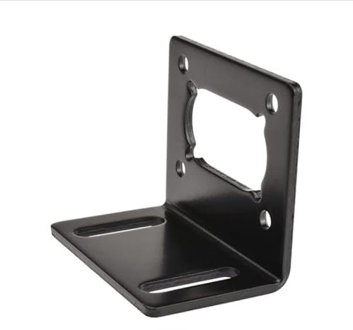 Black 31ZY Motor Mounting Bracket with Screws, Alloy Steel L-Shape Fixed Seat, DC Worm Geared Motor Holder
