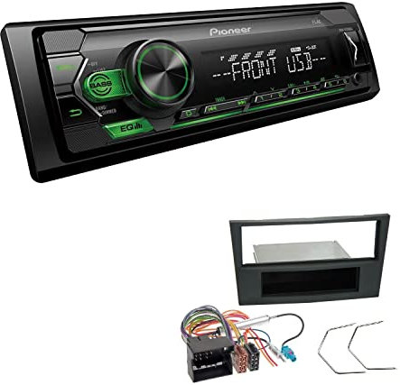 Pioneer MVH-S120UBG 1-DIN Autoradio mit grüner Beleuchtung und USB kompatibel mit Android-Smartphones inkl. Einbauset passend für Opel Astra H 2004-2010 Charcoal