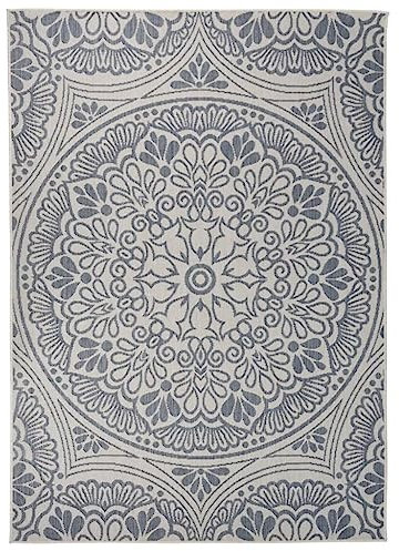 vidaXL Outdoor Teppich Flachgewebe Witterungsbeständig UV-beständig Außenteppich Balkon Terrasse Garten Swimming Pool 120x170cm Blaues Muster