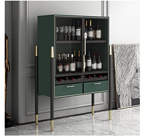 WAOCEO Weinregale Leichte luxuriöse Weinschrank freistehende Weinstaage Home Decoration Bar Schrank Multifunktionaler Spirituosenschrank for Küche und Esszimmer barschrank (Color : Green)