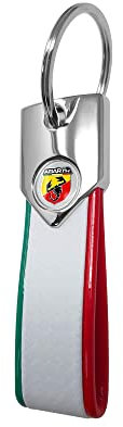 Abarth Offizieller Schlüsselanhänger Key Ring Carbon, Schild, Weiß dreifarbig, Weiß Carbon, dreifarbig, Taglia unica