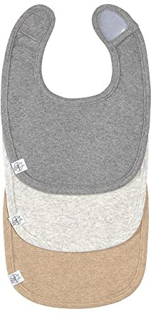 LÄSSIG Baby Lätzchen Set (3 Stk.) Neugeborene Sabberlätzchen Klettverschluss GOTS/Newborn Bib Set GOTS darkgrey/light grey/nature melange