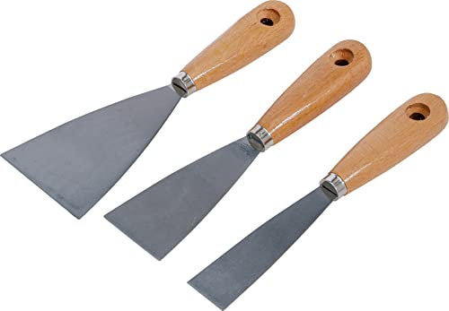 BGS Diy 85218 - Set di spatole, manico in legno, 30/50/80 mm, 3 pezzi
